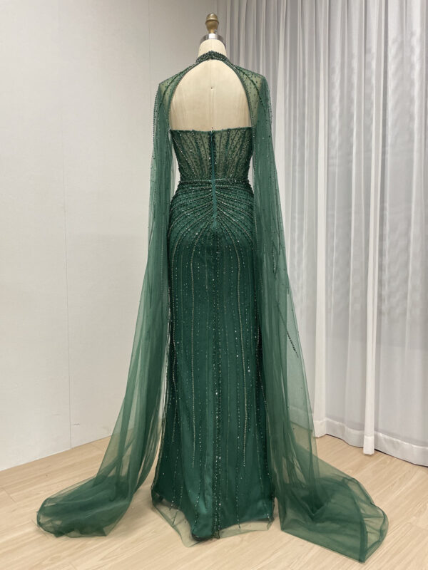 Emerald Elegance Enchanted Evening Gown With Removable Cape MB40365C - 图片 11
