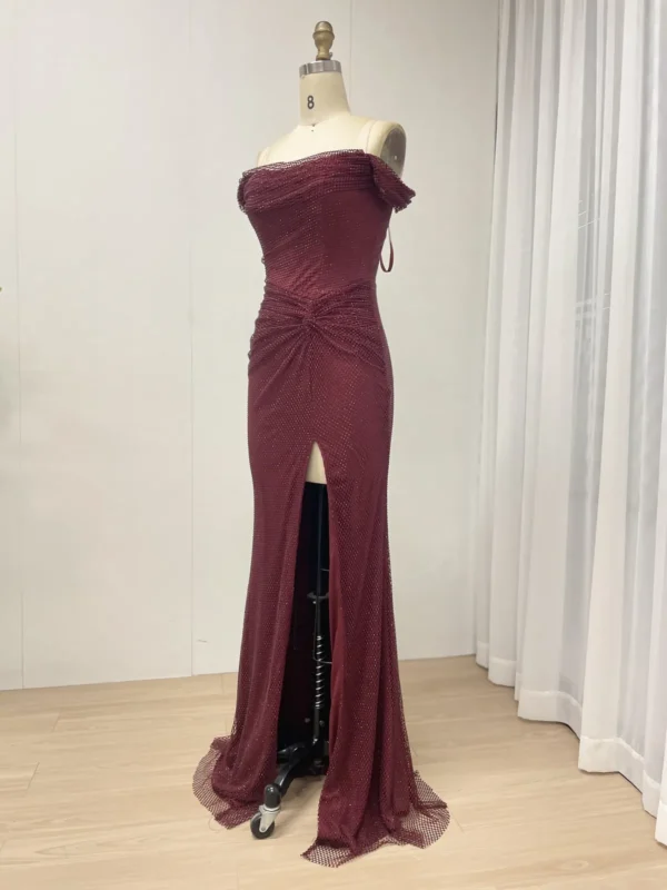 Burgundy Elegance Gown Evening Radiance Dress Luxe Twilight Gown MB40410-2 - 图片 2