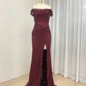 Burgundy Elegance Gown Evening Radiance Dress Luxe Twilight Gown MB40410-2