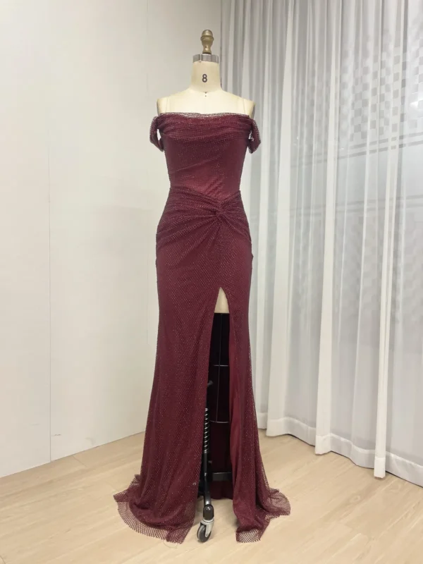 Burgundy Elegance Gown Evening Radiance Dress Luxe Twilight Gown MB40410-2