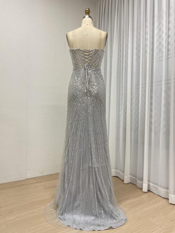 Silver Sparkle Elegance Beaded Glamour Evening Gown MB40430 - 图片 5