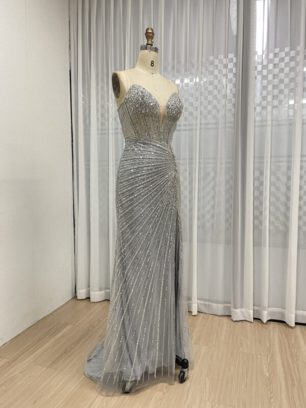 Silver Sparkle Elegance Beaded Glamour Evening Gown MB40430 - 图片 2