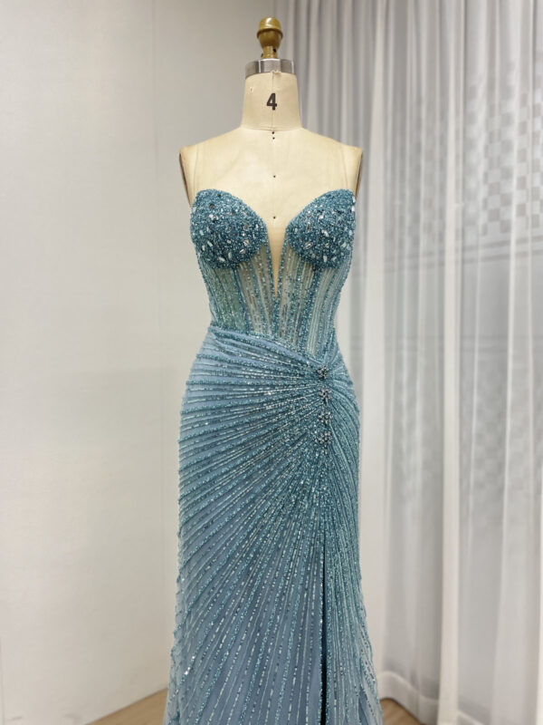 Silver Sparkle Elegance Beaded Glamour Evening Gown MB40430 - 图片 9