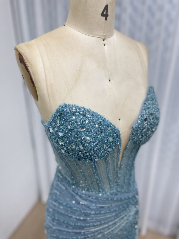 Silver Sparkle Elegance Beaded Glamour Evening Gown MB40430 - 图片 7