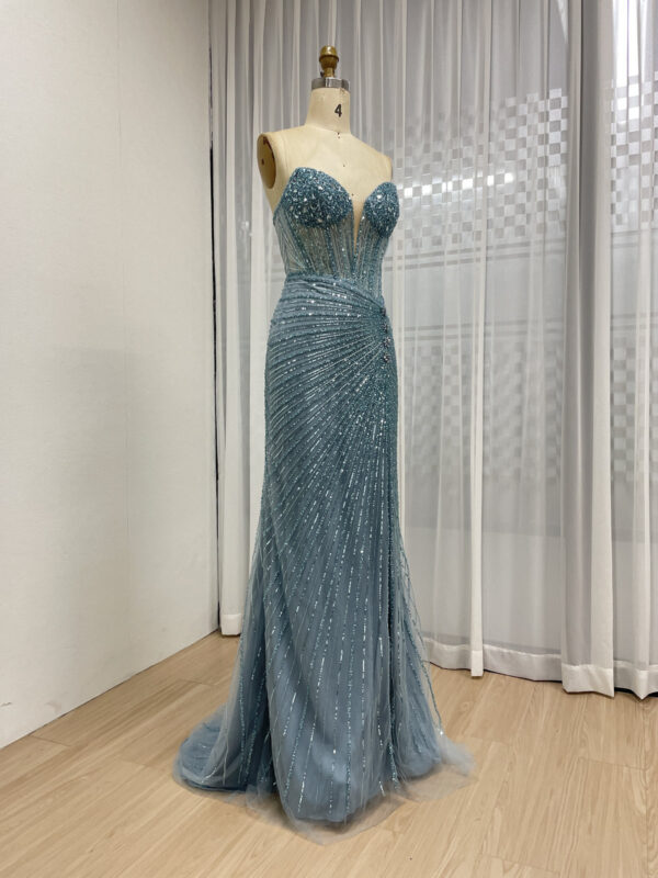 Silver Sparkle Elegance Beaded Glamour Evening Gown MB40430 - 图片 11