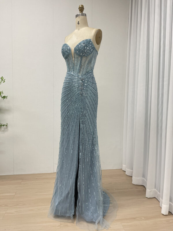Silver Sparkle Elegance Beaded Glamour Evening Gown MB40430 - 图片 10