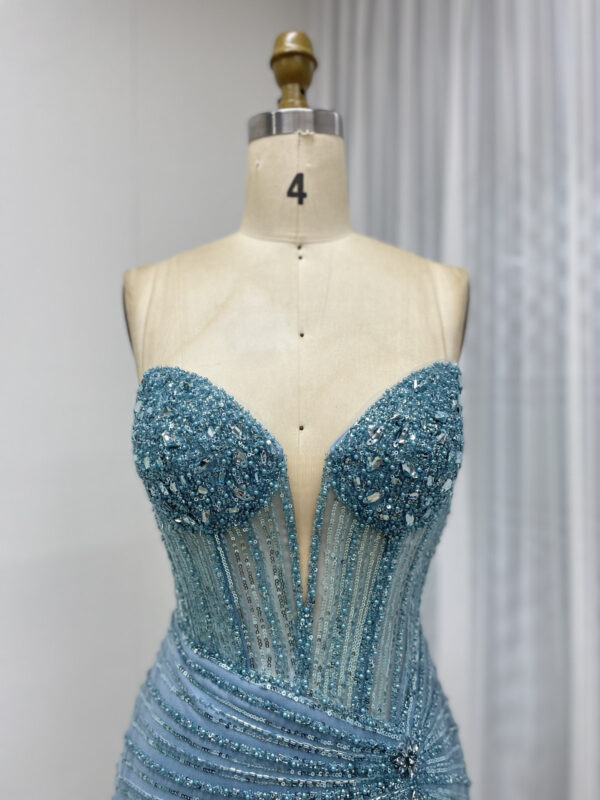 Silver Sparkle Elegance Beaded Glamour Evening Gown MB40430 - 图片 8