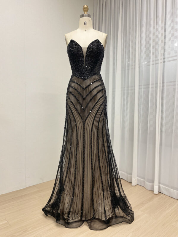 Midnight Elegance Beaded Mermaid Dress MB40431
