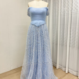 Blue Lace Elegance Aline Dream Evening Gown MB40432