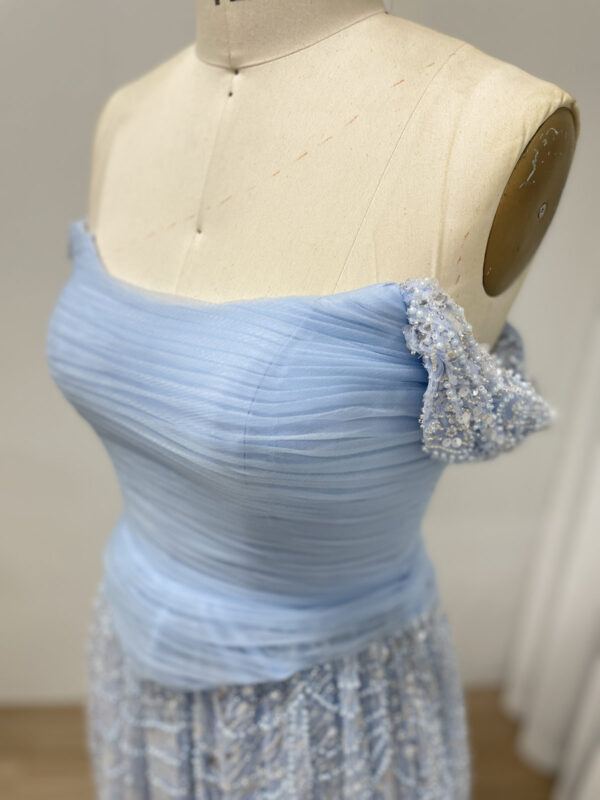 Blue Lace Elegance Aline Dream Evening Gown MB40432 - 图片 2