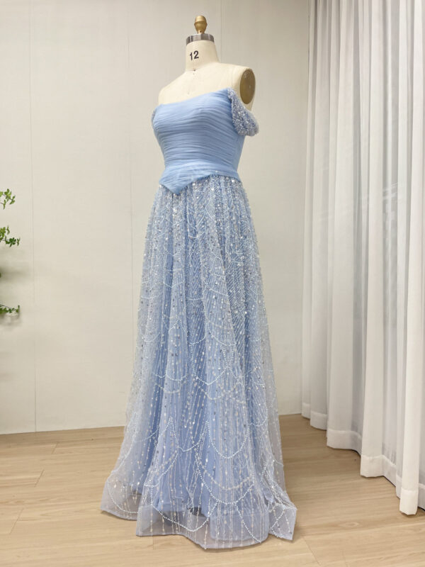 Blue Lace Elegance Aline Dream Evening Gown MB40432 - 图片 6