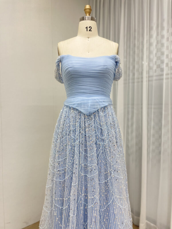 Blue Lace Elegance Aline Dream Evening Gown MB40432 - 图片 4