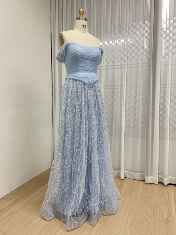 Blue Lace Elegance Aline Dream Evening Gown MB40432 - 图片 5