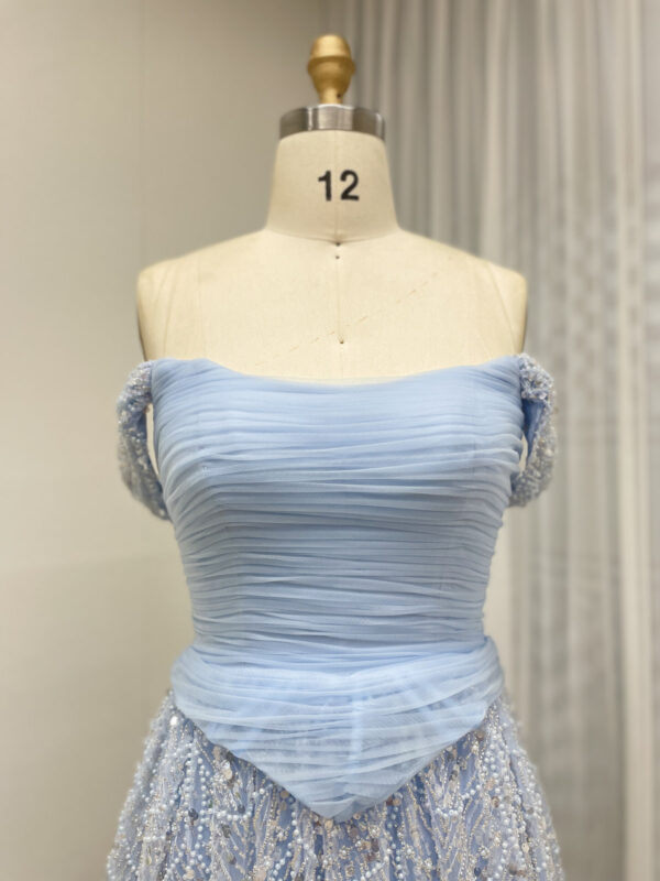 Blue Lace Elegance Aline Dream Evening Gown MB40432 - 图片 3