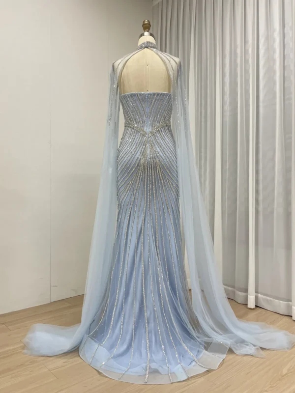 Beaded Elegance Gown Radiant Train Dress With Removable Cape MB40435 - 图片 8