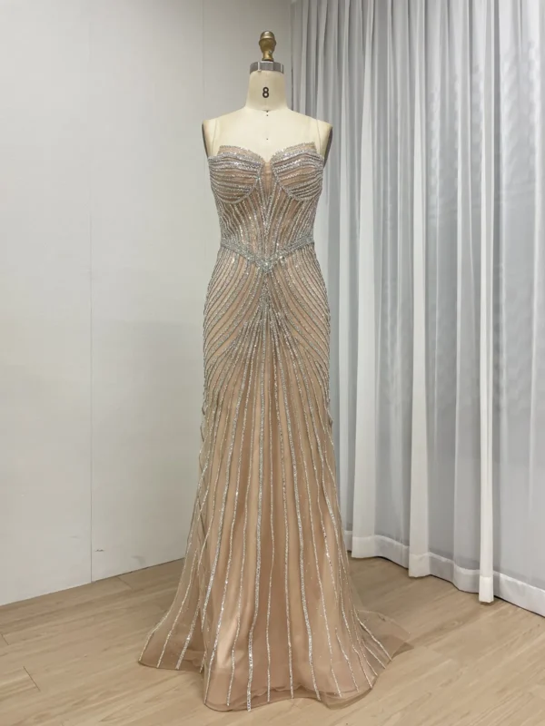 Beaded Elegance Gown Radiant Train Dress With Removable Cape MB40435 - 图片 3