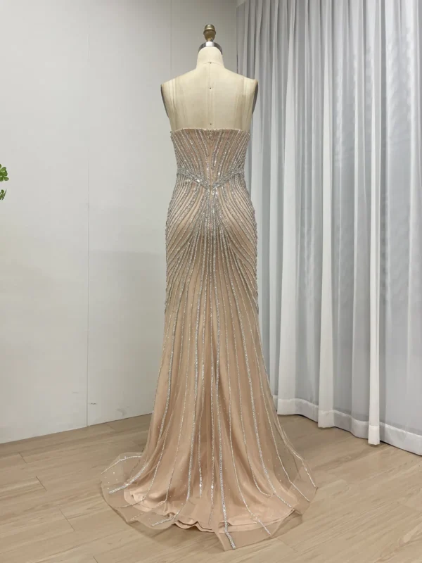 Beaded Elegance Gown Radiant Train Dress With Removable Cape MB40435 - 图片 4