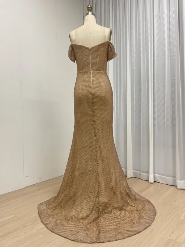 Chic Off Shoulder Elegance Evening Gown With High Split MB40436 - 图片 5