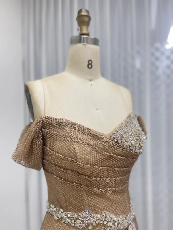 Chic Off Shoulder Elegance Evening Gown With High Split MB40436 - 图片 3