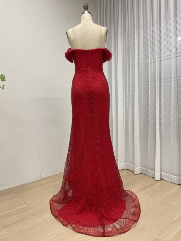Golden Dazzling Off Shoulder Elegance Mermaid Gown With Split MB40437 - 图片 8