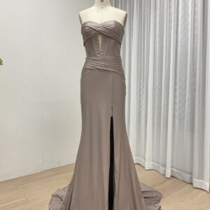 Strapless Elegance Unveiled Slit & Chic Prom Dress MC20074