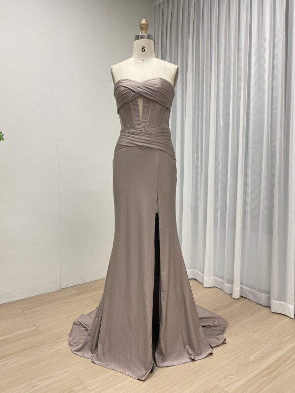 Strapless Elegance Unveiled Slit & Chic Prom Dress MC20074