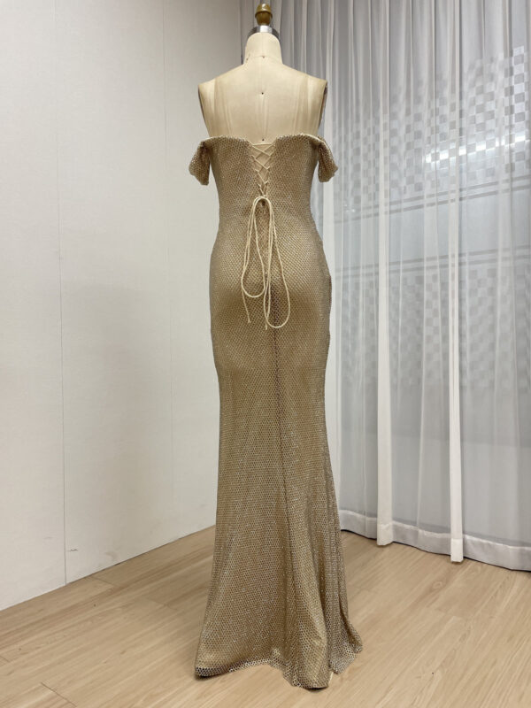 Gold Elegance Off Shoulder Couture Prom Dress MC20082B - 图片 8