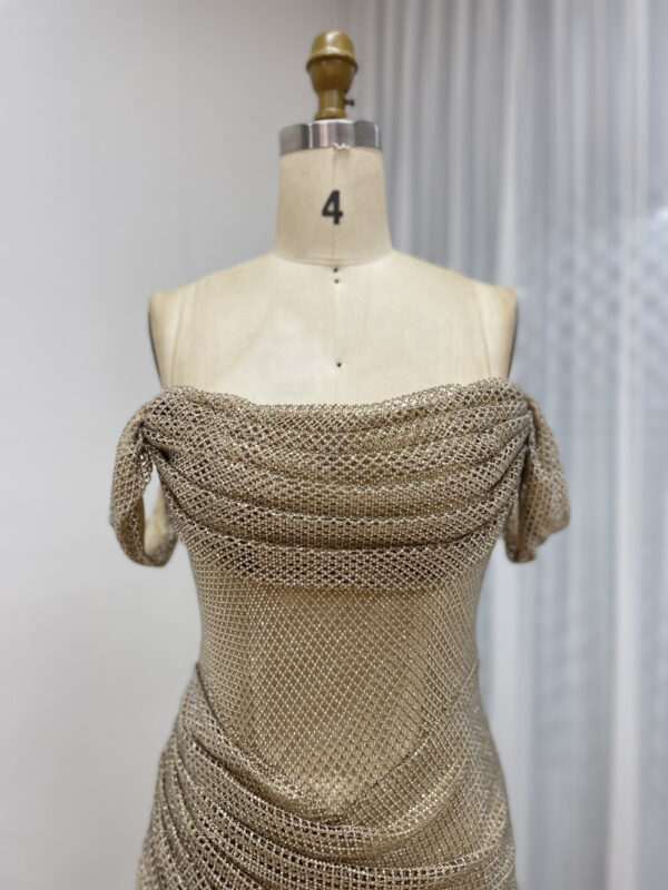 Gold Elegance Off Shoulder Couture Prom Dress MC20082B - 图片 5