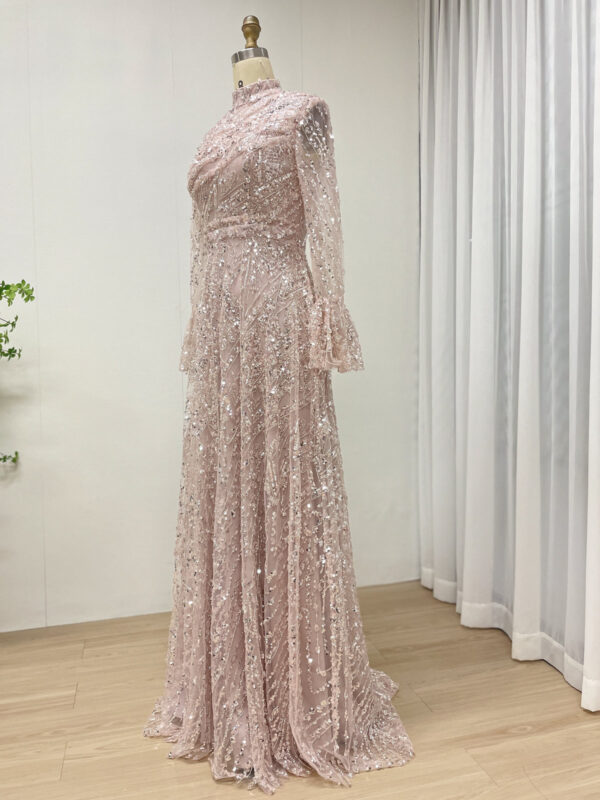 Dazzling Pink Sequin Sparkle Couture Dress MY30089-3 - 图片 4