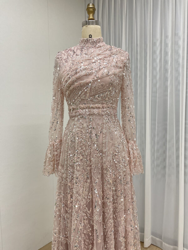 Dazzling Pink Sequin Sparkle Couture Dress MY30089-3 - 图片 2