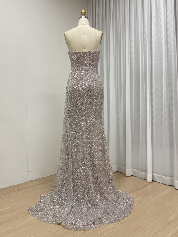 Strapless Pink Purple Gown With Ruched Bodice & High Slit MY30152 - 图片 4