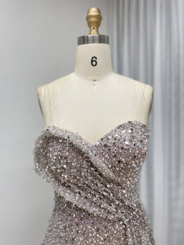 Strapless Pink Purple Gown With Ruched Bodice & High Slit MY30152 - 图片 2