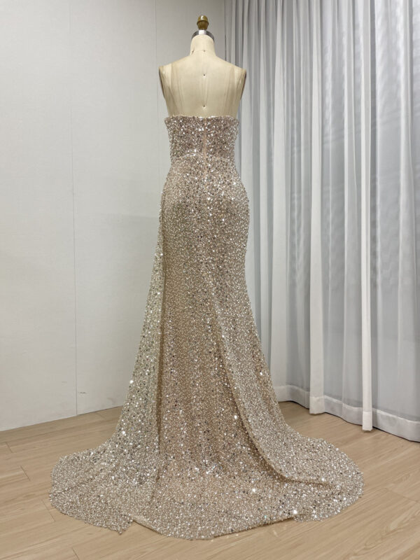 Strapless Pink Purple Gown With Ruched Bodice & High Slit MY30152 - 图片 7