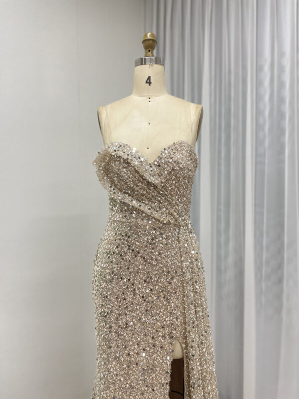 Strapless Pink Purple Gown With Ruched Bodice & High Slit MY30152 - 图片 6