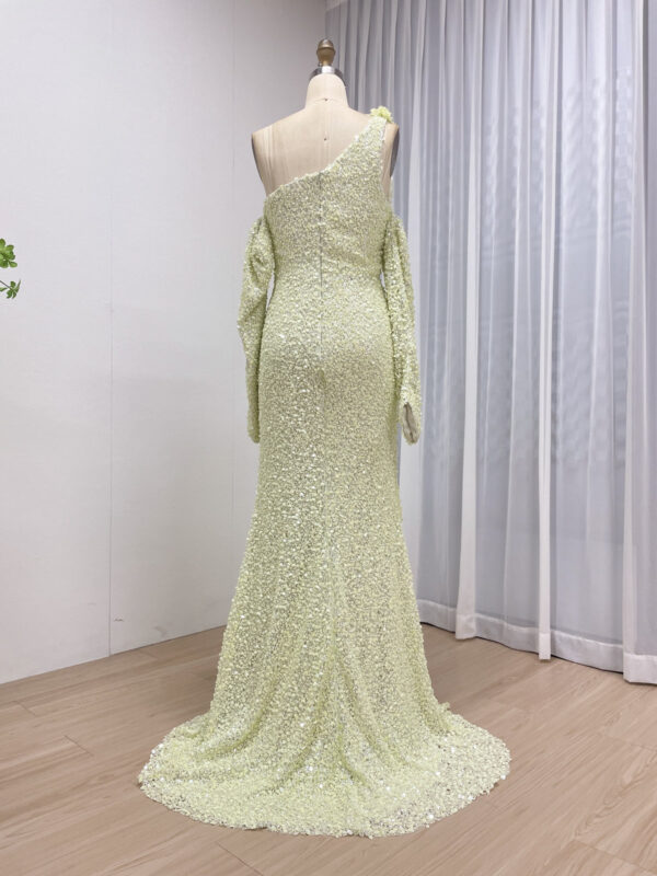 Dusty Pink Elegant One-Shoulder Sequin Gown MY30156 - 图片 9