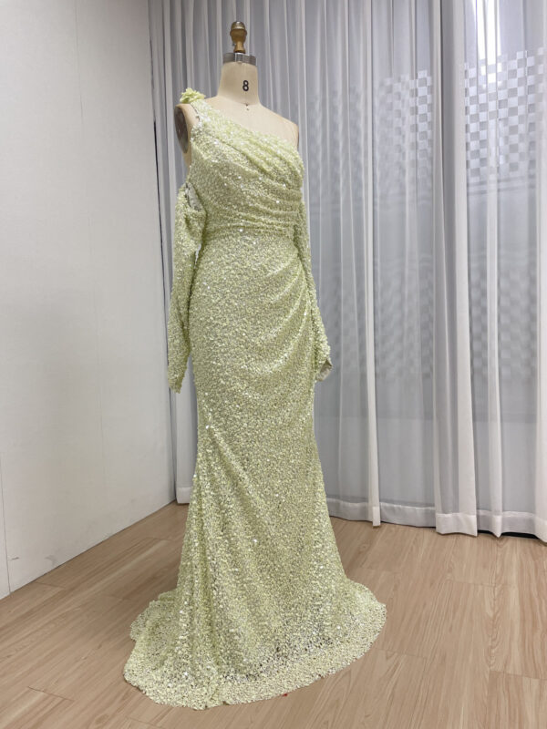 Dusty Pink Elegant One-Shoulder Sequin Gown MY30156 - 图片 8