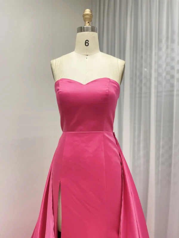 Dramatic Fuchsia Satin Gown With Fitted Bodice And Draped Overlay Skirt MY30162 - 图片 4