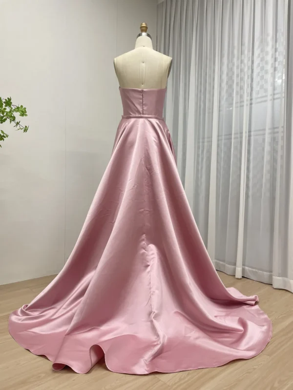 Dramatic Fuchsia Satin Gown With Fitted Bodice And Draped Overlay Skirt MY30162 - 图片 12