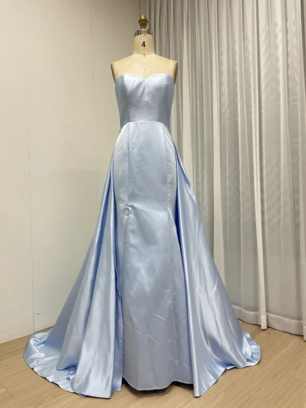 Dramatic Fuchsia Satin Gown With Fitted Bodice And Draped Overlay Skirt MY30162 - 图片 6