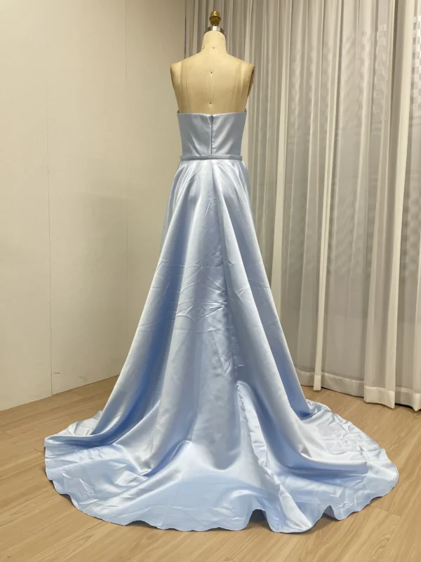 Dramatic Fuchsia Satin Gown With Fitted Bodice And Draped Overlay Skirt MY30162 - 图片 7