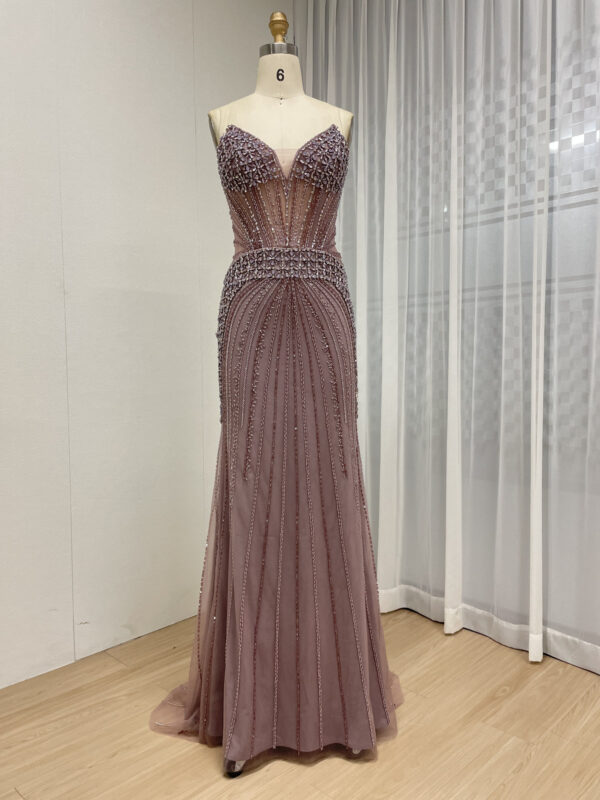 Enchanting Blush Pink Strapless Gown With Cascading Floral Appliques MY30164 - 图片 7