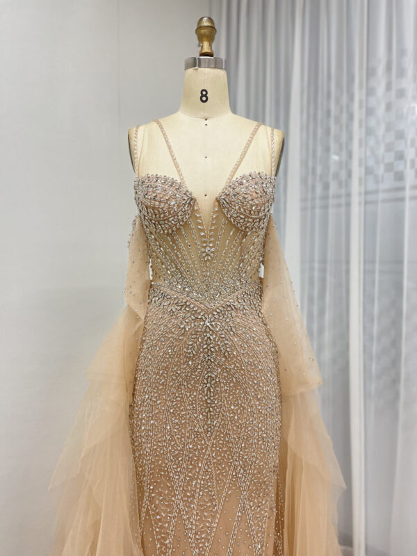 Sexy Haute Couture Champagne Handmade Beaded Evening Gown MY30165 - 图片 4