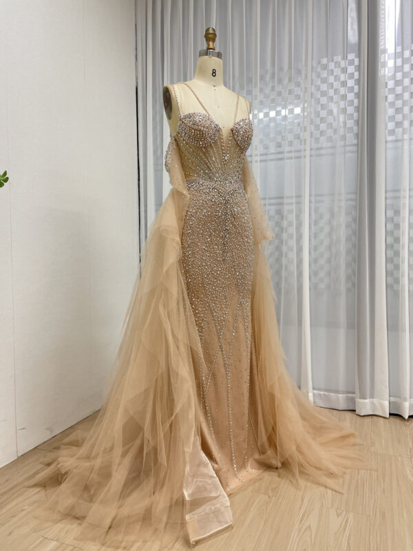 Sexy Haute Couture Champagne Handmade Beaded Evening Gown MY30165 - 图片 2