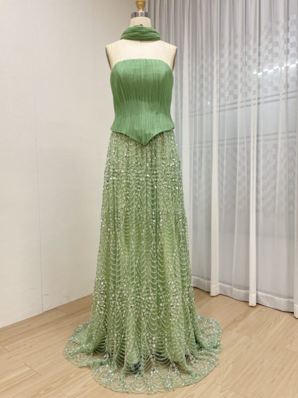 Glimmering Green Goddess Elegance Sparkling Gown MY30168