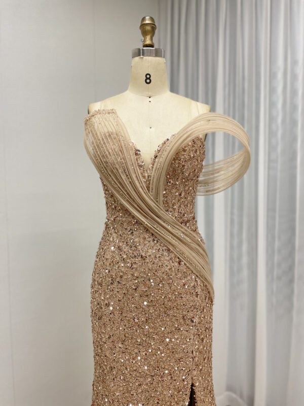 Glamorous Champagne Gown With All-Over Sequin & Beadwork MY30175 - 图片 2