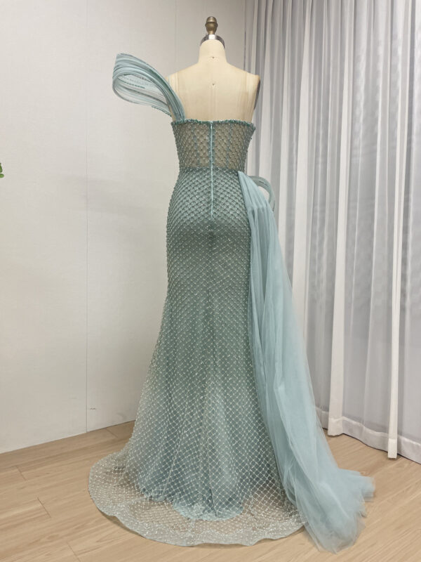 Glamorous Champagne Gown With Beaded Bodice And Tiered Ruffle Skirt MY30179 - 图片 5