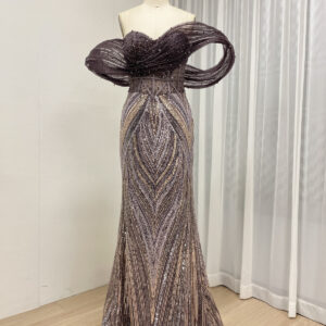 Chic Purple Strapless Gown With Modern Geometric Texture MY30181