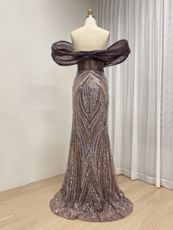 Chic Purple Strapless Gown With Modern Geometric Texture MY30181 - 图片 4