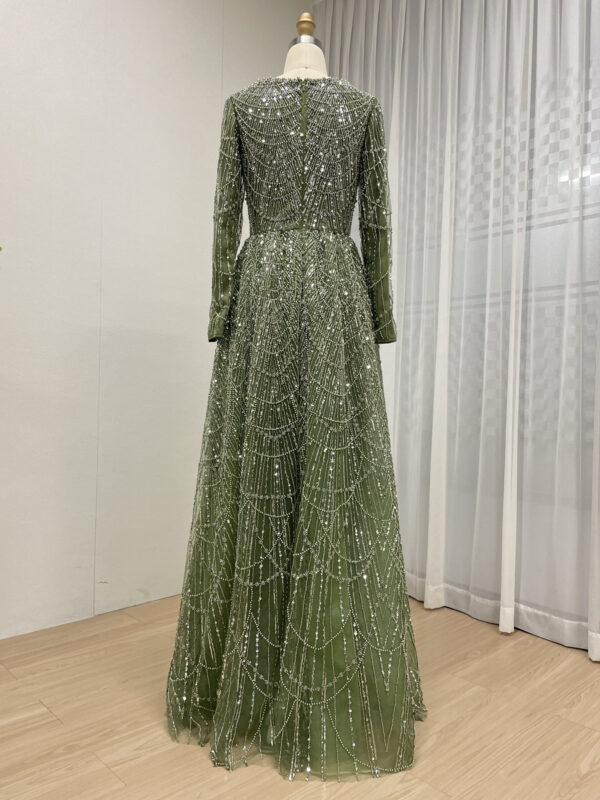 Modest Blush Pink A-line Gown With Beaded Long Sleeves MY30183 - 图片 7