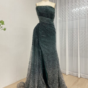 Stylish Ruched Design Evening Gown With High Split And Side Skirt MY30184